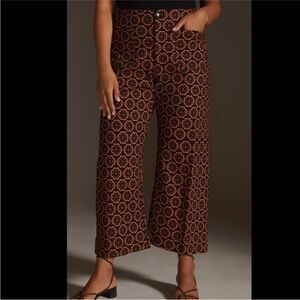 Anthropologie | Maeve Collette Pant in Orange/Black Geo Print